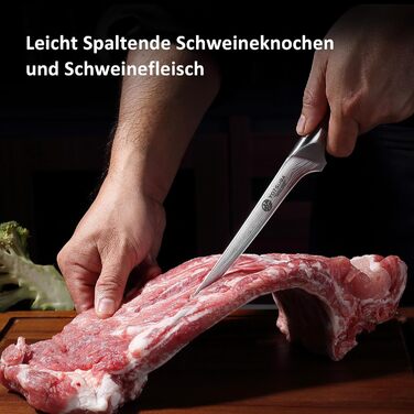 Японський кухонний ніж YOTSUBA 22 см - професійний шеф-ніж з високоякісної нержавіючої сталі з ергономічною ручкою, 18 см ніж для філетування