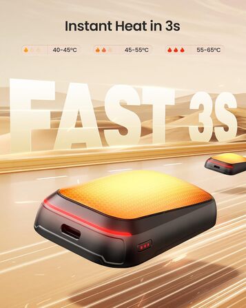 Електричний грілка для рук Gaiatop 2 шт. з магнітом, USB, багаторазовий, швидкий нагрів, 3 рівні, компактний, подарунок для чоловіків та жінок, чорний