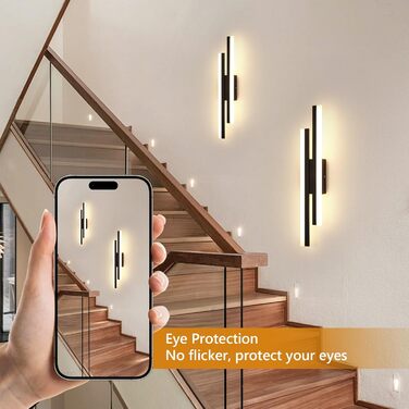 DELIPOP Настінний світильник Wandleuchte, 12W LED, 3 кольори, золото, для спальні, вітальні, коридору, сходинкового майданчика (чорний, 3000K, 48cm)