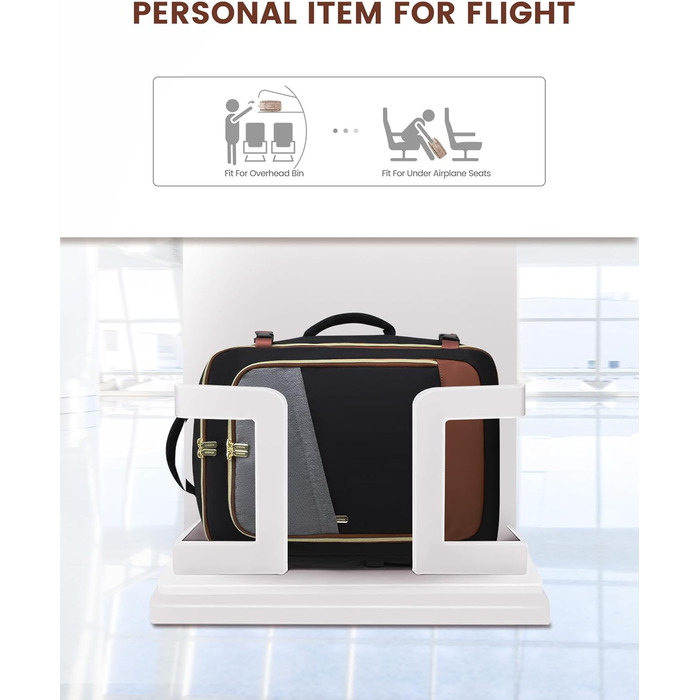 LOVEVOOK Рюкзак для ручної поклажі, 40L, водонепроникний, для подорожей, з відділенням для взуття, для ноутбука (17.3 дюймів), чорний+сірий+коричневий