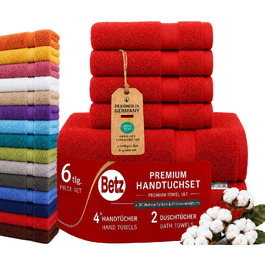 Набір махрових рушників Betz Premium, 6 шт. (4 шт. 50x100 см, 2 шт. 70x140 см), 100% бавовна, червоний
