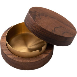 Дзеркальний попільничка для вулиці з дерева Рунає, 90 мм, горіх, з кришкою та знімною вставкою з нержавіючої сталі, для авто, офісу, вітальні, подарунок для чоловіків, дідуся, тата, чоловіка