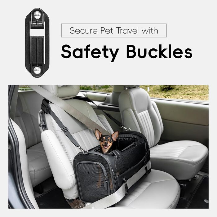 Транспортна переноска для собак та котів, чорна, M - складана переноска для подорожей літаком, авто та потягом