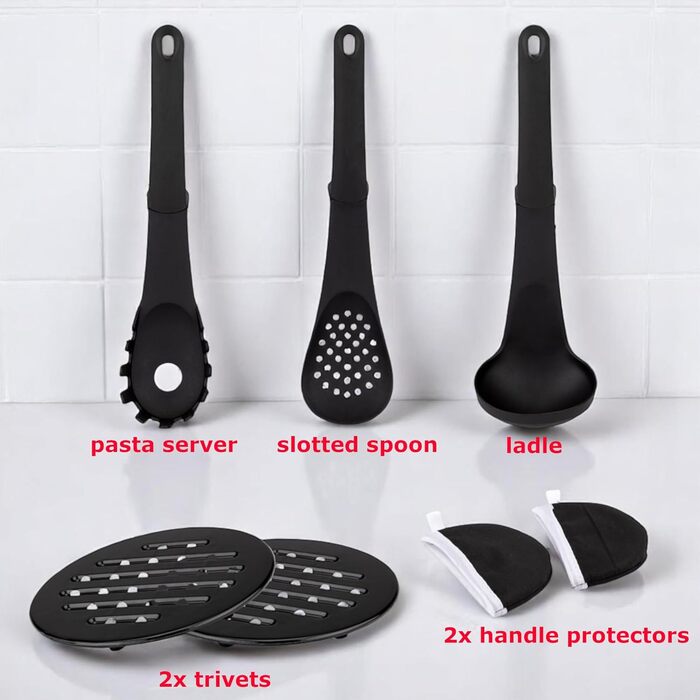 Набір каструль та сковорідок EliteHoff 17 предметів з антипригарним покриттям, чорний (E-7026)