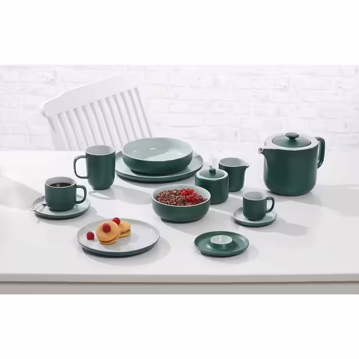 Ritzenhoff & Breker Jasper Coffee Cups, Set of 6, Green, 285 ml, Stoneware, Cups with Handle & Soft-Touch Feel, Matte Outer Glaze