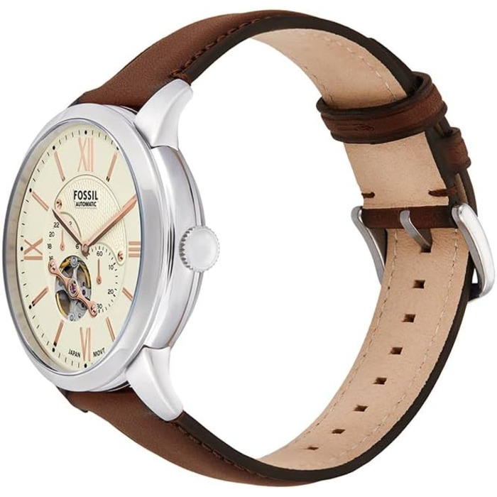 Годинник Fossil Townsman для чоловіків: механічний годинник з автоматичним заводом, корпус та браслет з нержавіючої сталі або шкіряний ремінь (44 мм, щетина верблюда)