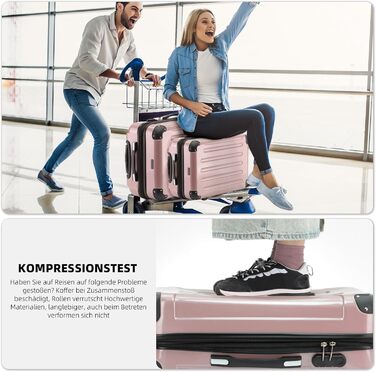 Чохол-валіза Beibye Hartschalen Koffer Trolley Rollkoffer Reisekoffer з полікарбонату (Рожеве золото, 76 см - 110 л)