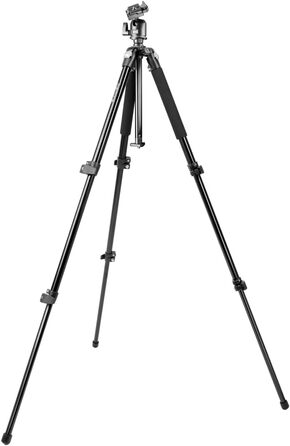 Фотоштатив Mantona Basic Scout Makro — компактний штатив для DSLR камер та макрозйомки, висота до 153 см, з реверсивною та додатковою короткою центральною колоною для outdoor фотографії