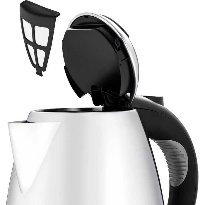 WMF Stelio Stainless Steel Kettle 1.7L, Electric Kettle with Scale Filter, 2400 W, Illuminated Water Level Indicator, Matte Stainless Steel (Gray)