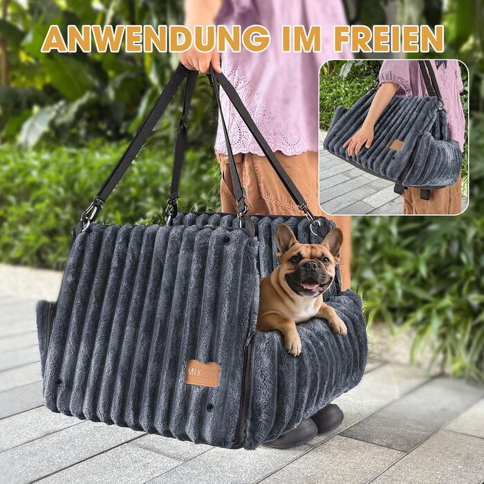 Mixjoy Dog Car Seat - Washable & Memory Foam - for Small to Medium Dogs - Rear & Front Seat - Grey