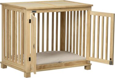 Клітка для собак Pawhut, дерев'яна, для середніх собак, з подушкою, 82.5 x 57 x 72 см