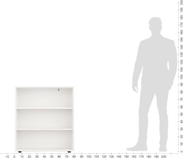 Білий книжковий стелаж KOMTO Regal 80 см, 3 рівні, з регульованими полицями, 80x90x24 см, універсальний для зберігання