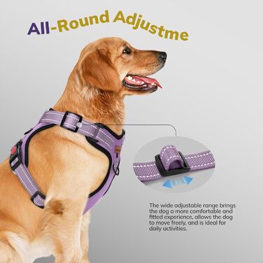 Нашийник для собак FAYOGOO без чіткої тяги, з відбиваючими елементами, м'який, з підкладкою, для маленьких, середніх та великих собак, фіолетовий, XS