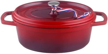 Kamberg 0008191 – Schmortopf 30 cm diameter, oval, red flambé – Aluminum casting – Stone-look coating – Suitable for all types of cooktops, including induction – PFOA-free, aluminum