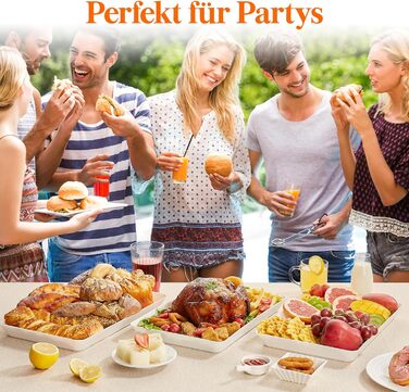 Сервірувальне блюдо Lifewit з пластику, 36,7 x 2 см, велике, набір, BPA-free, багаторазове, для фуршетів, свят, пікніків, сніданків та закусок, біле (2)