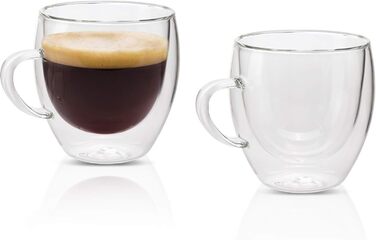 Набір склянок для лате макіато Zobel 350 мл (4 шт.) з ручкою, подвійні стінки, боросилікатне скло, з підставками та ложками