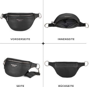 Berliner Bags преміум поясна сумка Mona з натуральної шкіри, через плече, кросбоді, чорна, M