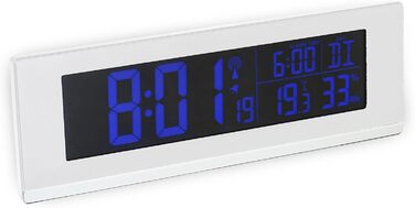 Fackelmann Digital Alarm Clock with Thermometer and Hygrometer Function Tecno, Elegant Radio Clock with Color Display & USB Port for Mobile Phone