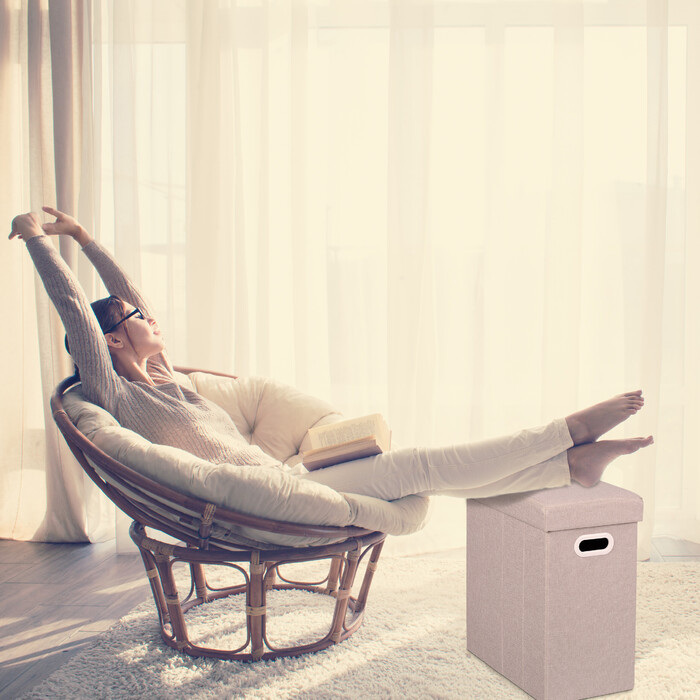 Бежевий пуф Relaxdays з місцем для зберігання