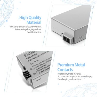 Запасні акумулятори ENEGON (2 шт.) та швидке зарядне пристрій Dual для Canon LP-E8 та Canon EOS Rebel T2i, T3i, T4i, T5i, 550D, 600D, 650D, 700D, Kiss X4, X5, X6, LC-E8E, 2 * LP-E8 Akkus + 1 * Dual Ladegerät