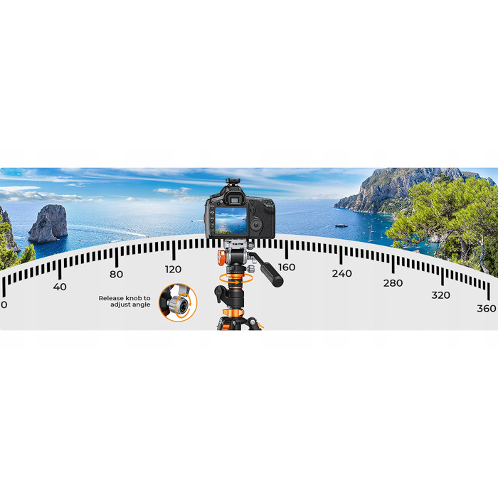 Штатив K&F Concept T254A7 + FH-03, 231 см, чорний