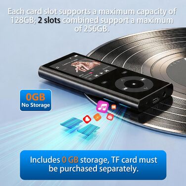 MP3 плеєр з Bluetooth 5.3 та динаміком, 90 ГБ пам'яті, 2.4