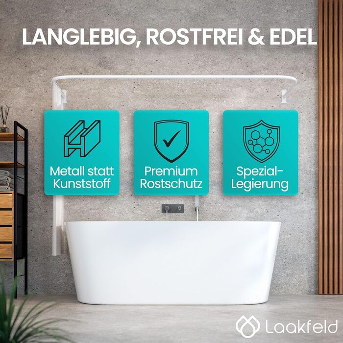 Штанга для душу без свердління з 12 кільцями - телескопічна сталева штанга 120-215 см для ванни та душу (біла)