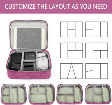 Водонепроникний органайзер для електроніки з 2 відділеннями: SD-картки, флешки, Power Bank, 27x20x8 см (фіолетовий)