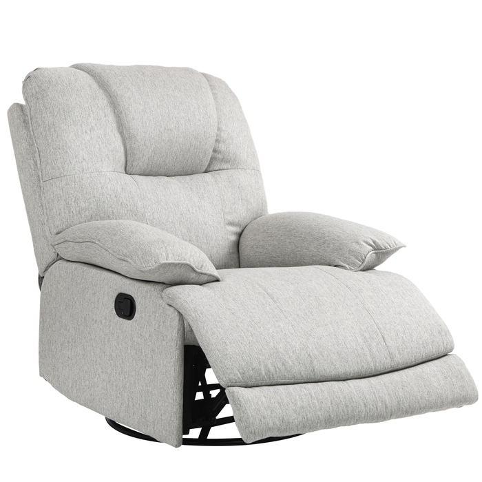 HOMCOM Recliner TV Chair with Reclining Function, Footrest, TV Chair with Pocket Spring, Linen Look, Armchair for Living Room, Grey | Aosom