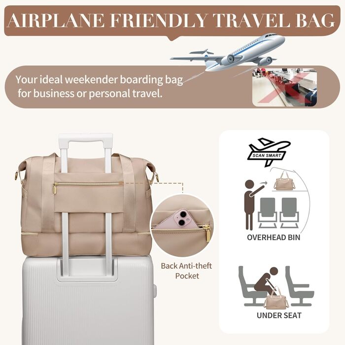 Спортивна дорожня сумка VNINE Weekender 30л для жінок, водонепроникна, з відділенням для взуття та косметички, ідеальна для подорожей, пологового будинку, а також як сумка для авіаперельотів (Кораловий)