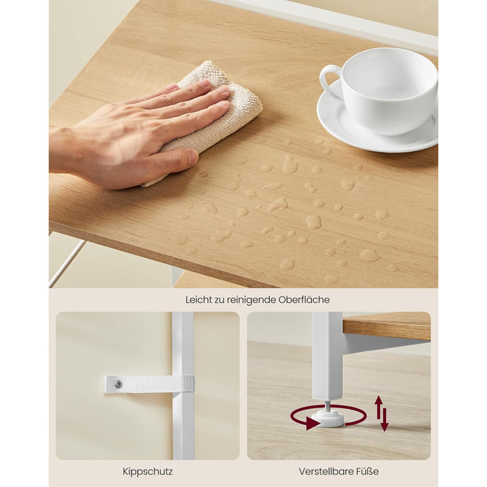 Полиця кухонна VASAGLE з розетками, стелаж для мікрохвильовки, 8 гачків S-подібної форми, кухонний шафчик, органайзер для спецій, 40 x 90 x 165,5 см, коричневий вінтаж та чорний, KKS031K11