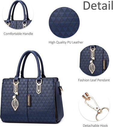 Стильна жіноча сумка-шопер Elegante з ручками та захистом від крадіжки, синя, PU шкіра, середнього розміру - для подорожей, роботи, вечірок