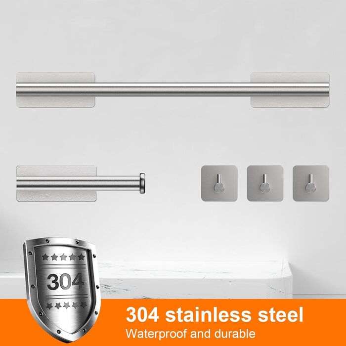 Тримач туалетного паперу Ibergrif без свердління, набір 5-в-1, 3 гачки для рушників, стійка для рушників, нержавіюча сталь, сріблястий, індустріальний стиль