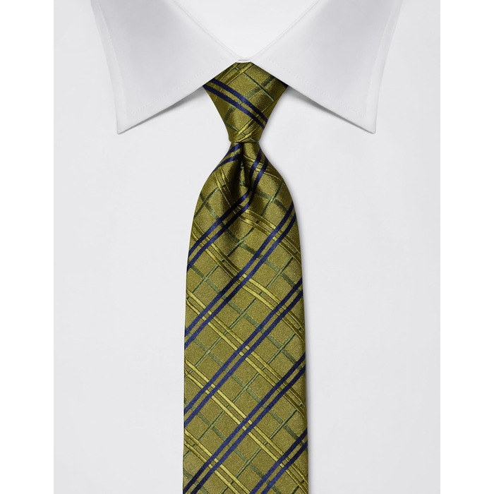 Краватка чоловіча Vincenzo Boretti, шовк, зелена картата, 8 см, для костюма та сорочки, бізнес, весілля
