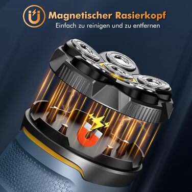 Електрична бритва для гоління голови Glatzen Herren: бездротова, для сухого та вологого гоління, з гнучкою голівкою та магнітною насадкою (6D)
