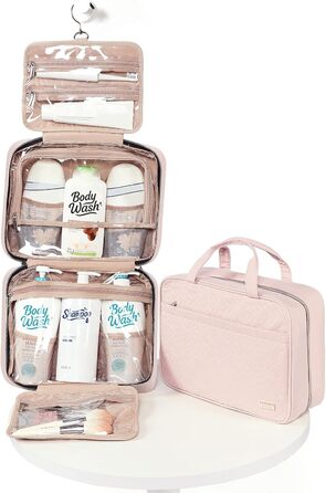 Органайзер для подорожей NISHE для жінок, сумка-органайзер для шампунів, кондиціонерів, пензликів, великого та малого розміру, рожевий (M)