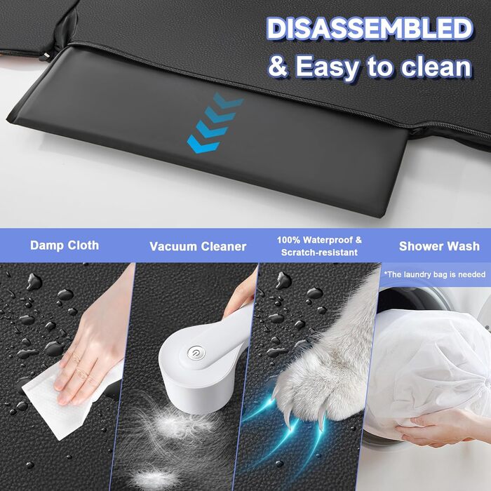 Захист для заднього сидіння автомобіля для собак з жорстким дном, 400 lbs, водовідштовхувальний, з сіткою, чорний, розмір L (147x75 см), штучна шкіра