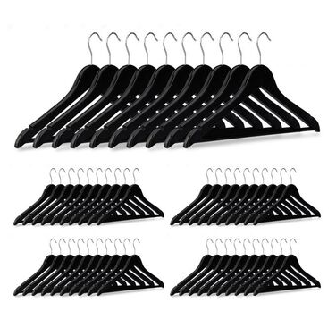 Relaxdays Wooden Clothes Hangers, 50-Piece Set