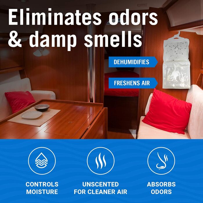 4 Pack Moisture Absorbers, Boat Dehumidifier, Moisture Absorbers, Hanging Bags and Charcoal, Car, RV or Boat
