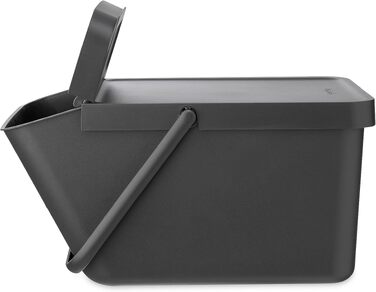 Сміттєвий кошик Brabantia Sort & Go з кришкою, 20 л, сірий — компактний контейнер для сортування відходів та тари