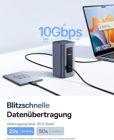 Базаус Док-станція USB-C 12-в-1, сумісна з Dell/HP/Lenovo/Asus/Acer/Mac, 2 монітори 4K HDMI, 10Gbps USB-C/A, 100W PD, Gigabit Ethernet