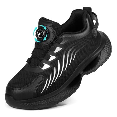 Черевики безпеки OFF-CUP для чоловіків, легкі, з поворотним закриттям, спортивні, дихаючі, з металевим носком, антиковзаючі, чорно-сірі, розмір 40-46