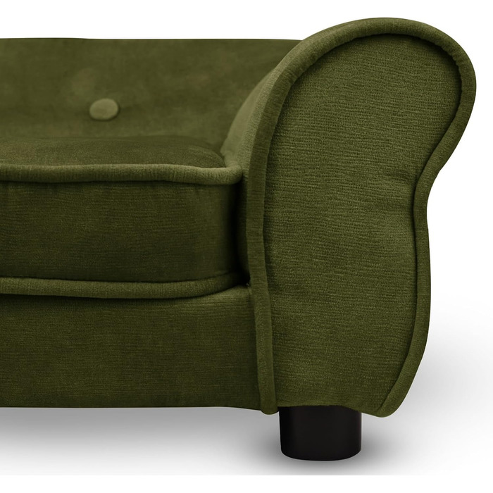 Диван для домашніх тварин MG Design темно-зелений: стабільний дерев'яний каркас, м'яке покриття, легкий у догляді. Підходить для собак та котів, готовий до використання. Темно-зелений – W12 (Оливковий – W11)