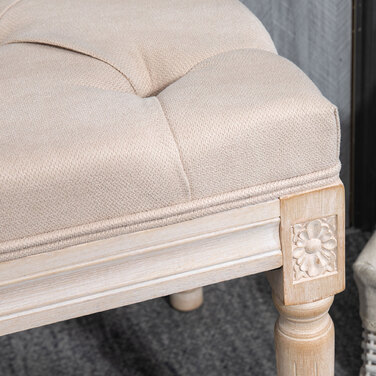 HOMCOM Upholstered Bench Vintage 117x40x48cm Ottoman Bench Bed Bench Bedroom Bench with Buttons Linen Look up to 120kg Beige