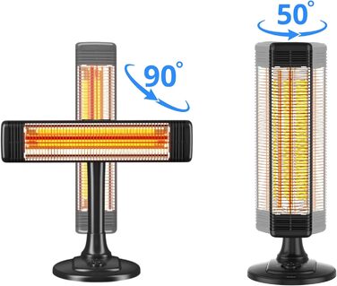 Інфрачервовий обігрівач Climative 2500W з 9 рівнями, IP65, для тераси та приміщення, з пусковим пристроєм та таймером, чорний (фіксований)