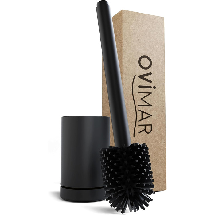 Торцева щітка для унітазу Arosund | Силіконова щітка для унітазу | З вентиляцією | Свободно стояча | Головка щітки для унітазу з нержавіючої сталі | З резервуаром для миючих засобів | Знімний піддон для крапель | Щітка для унітазу (Чорний)