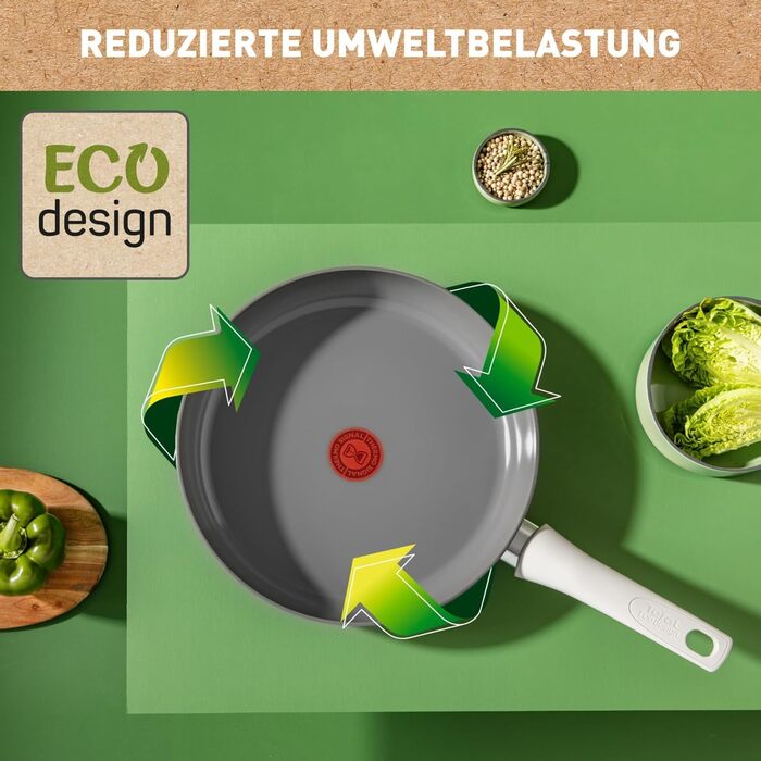 Сковорода Tefal Renew On 24 см з керамічним покриттям, сіра - для всіх плит, включаючи індукційні. Екологічна, перероблена