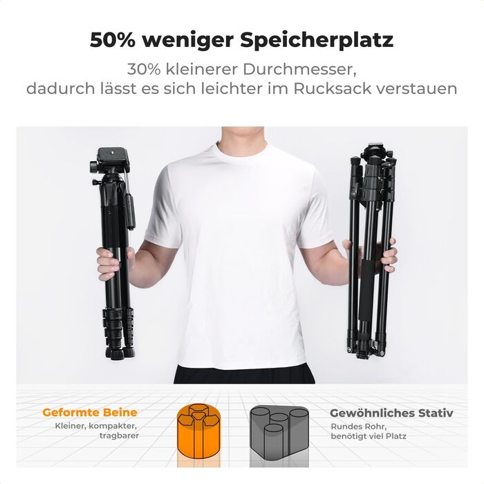 Штатив K&F Concept S255A3+BV01: Легкий штатив 190 см з сумкою та підставкою для смартфона/камери