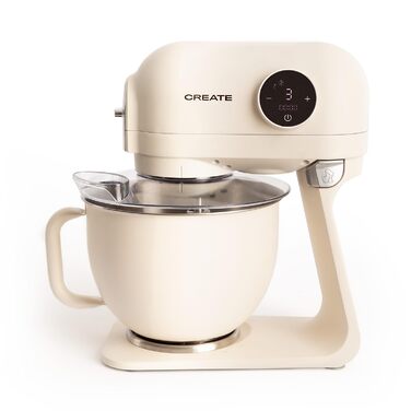 Планетарний міксер CREATE/DOWNMIX RETRO для кухні, колір Крем: 6 швидкостей, автоматичні програми для збивання, змішування та емульгування