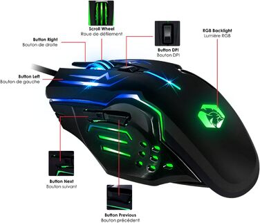 Ігровий комплект Empire Gaming Armor RF800: Клавіатура та миша бездротові AZERTY (французька розкладка) RGB з килимком для миші. Підтримка PC, PS4, PS5, Xbox One/Series, Mac. Білий (MK800)